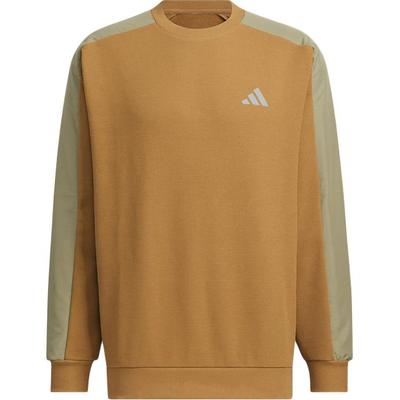 Fleece Crew Neck Color Block Long Sleeve Sweatshirt Men Sweatshirt Brown JX1793