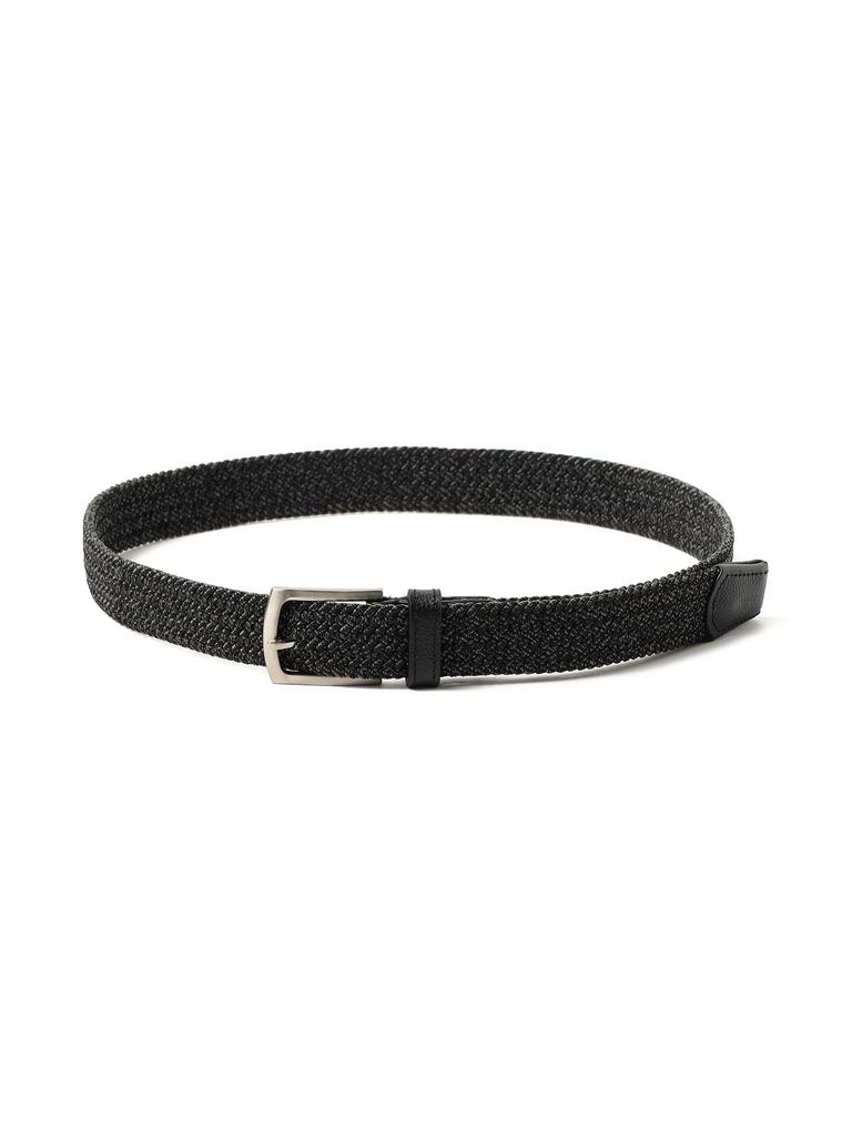 Beams Heart Men's Canvas Belt, Elastic Mesh, Charcoal.G, Large