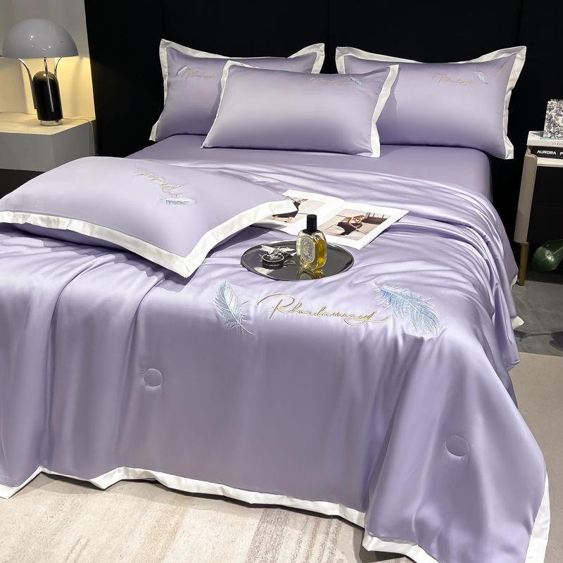 Water Wash Ice Silk Summer Cool Quilt Air Conditioner Bedding Soft Skin-friendly Thin Blanket for Weather