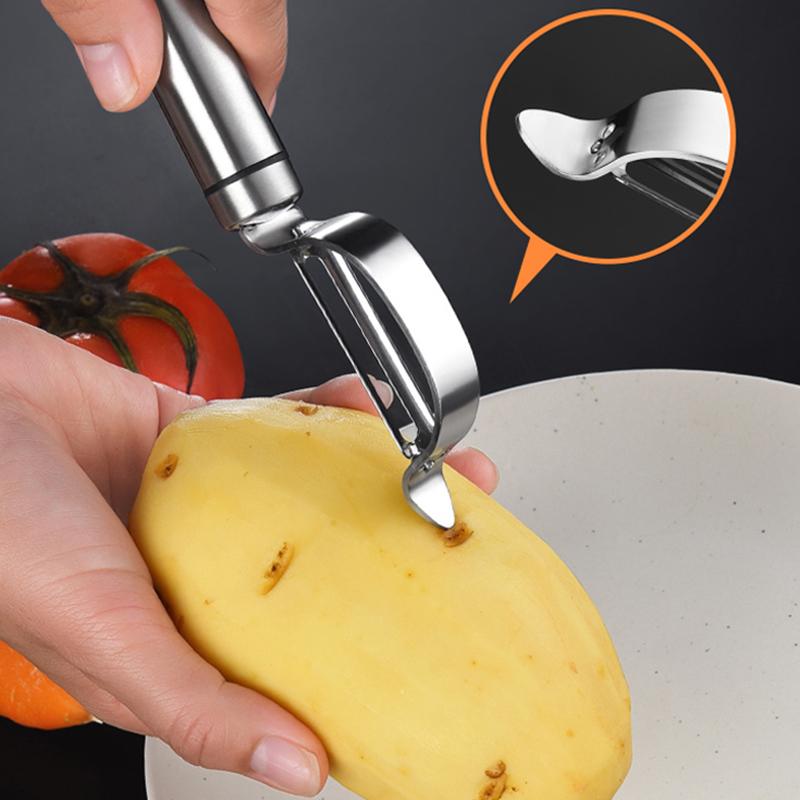 2 Stück Gemüseschäler Edelstahl Kartoffelschäler Hobel Karottenreibe Obstschäler Messer Gemüsewerkzeuge Küchenzubehör