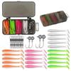 75/35pcs/Set Lure Boxed Soft Bait Perch Warbler Fish Worms Lure Threaded Curly Tail Maggot Bionic Bait Fake Baits Jig Head Hooks 260319