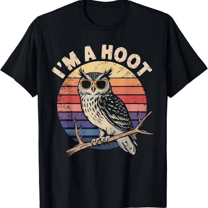 Retro I M A Hoot Owl Bird Lover Funny Sarcastic Vintage Joke T-Shirt - Men s Summer Cotton Graphic Tee S разноцветный