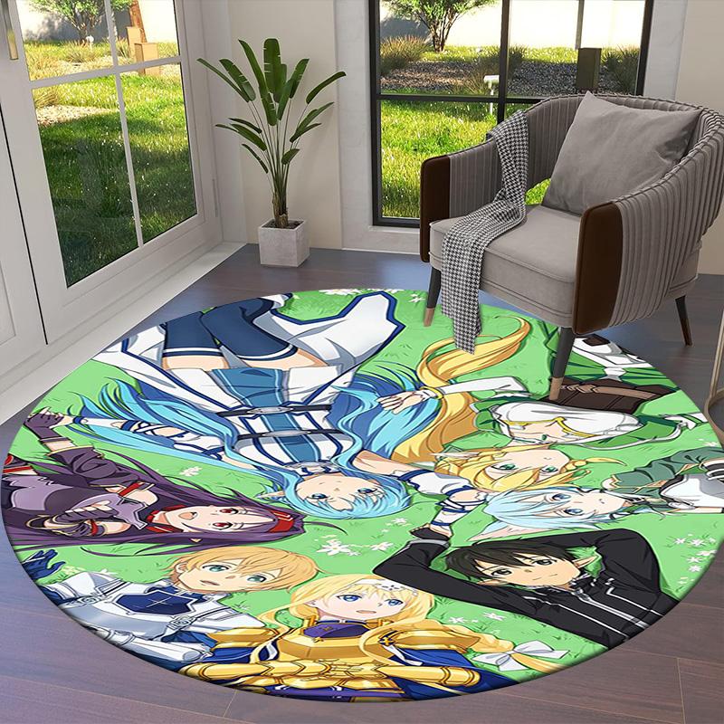 Covor rotund Vortex Crossing Gate, Covor pentru sufragerie, dormitor, canapea, camera copiilor, Covoraș antiderapant pentru podea