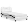 VidaXL Bed with Mattress White and Black 90x190 Cm Faux Leather 3208695