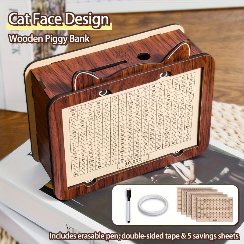 1pc Retro Wooden Piggy Bank Large Capacity Coin Box for Couple Savings Plan & Money Storage