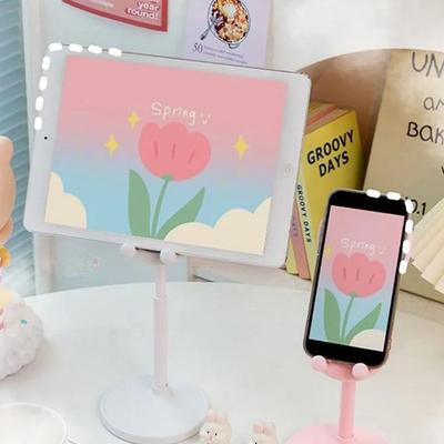 Pembe Telefon Tutucu Masaüstü Cep Telefonu Standı Akıllı Telefon İçin Ayarlanabilir Sevimli Tavşan Çizgi Film Masa Desteği