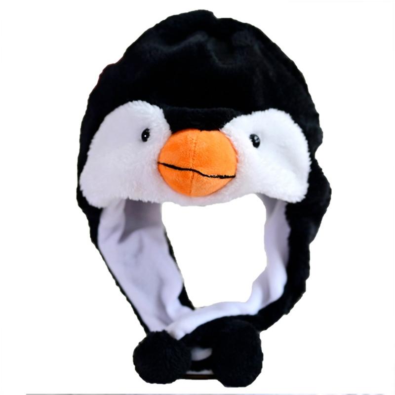 

Penguin Hat Penguin Earflap Ski Hat Hooded Hat Fleece Earflap Beanie Bomber Hat Plush Trapper Hat Winter Animal Earflap 1