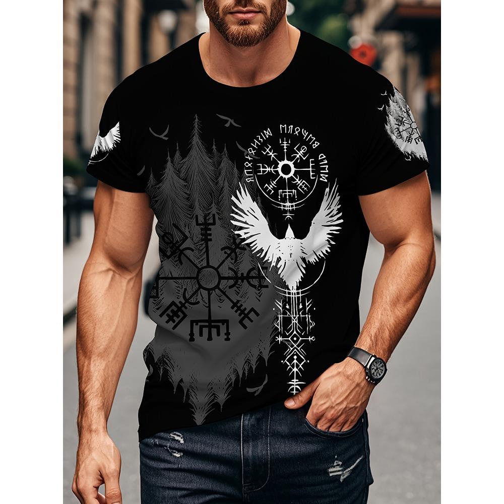 Egyptian Religious Style 3D Anubis Printed Men's Short-sleeved Shirt Outdoor Sports Men's Fitness T-shirt Street Fashion T-shirt