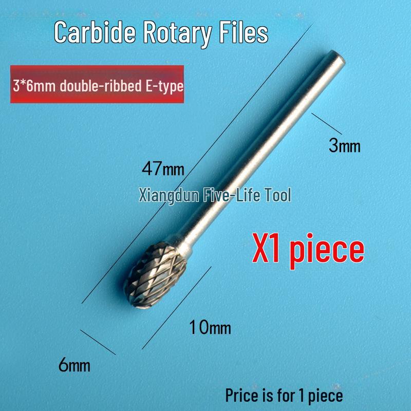 Tungsten Steel Carbide Rotary File Set - Double Grain Engraving and Milling Cutter for Woodworking, 3x6mm