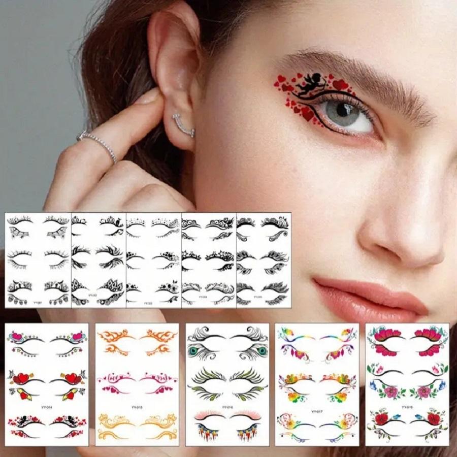 

30 Pairs Temporary Eye Tattoo Colorful Eyeliner Makeup Stickers Tools Christmas Birthday Valentine S Day Wedding (10 Sheets)