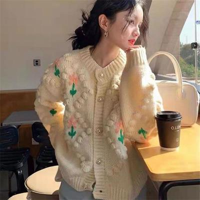 Cardigans Sweater Female Spring 2022 New Slouchy Design Embroidery Knitted Cardigan Women Top Korean Loose Cardigan Sweater Coat