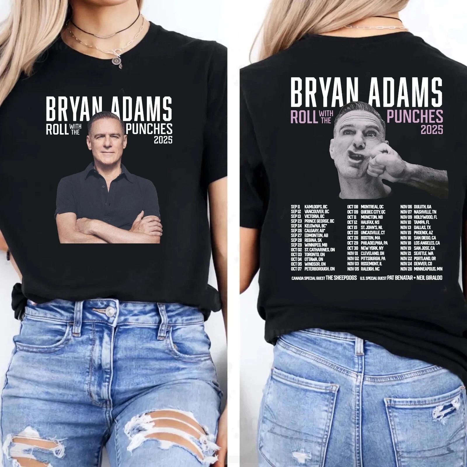 Bryan Adams Roll With the Punches Tour 2026 Double Sided Unisex T-Shirt XXL