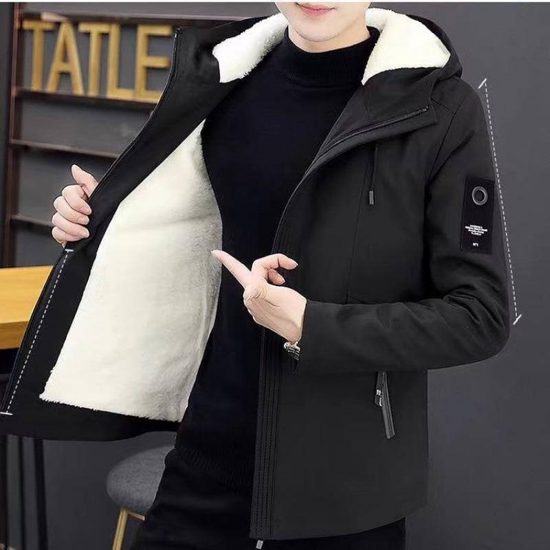Autumn and Winter New Men's Velvet Thickened Jacket Korean Style Trendy Work Jacket Windbreaker Men's Velvet Jacket
