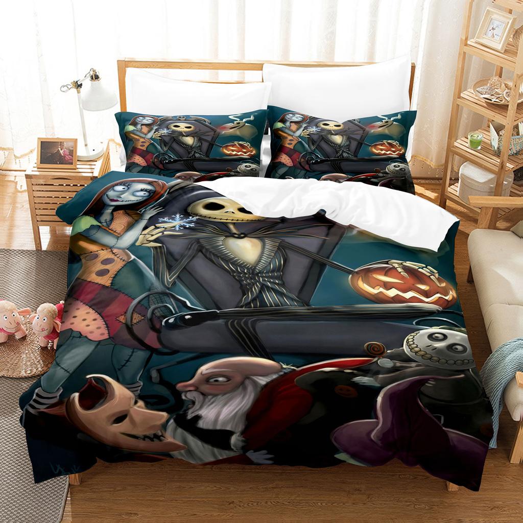 Animation Cartoon Digital Printing Bedding Christmas Eve Fright Polyester Cotton Microfiber Duvet Set Three-Piece Set