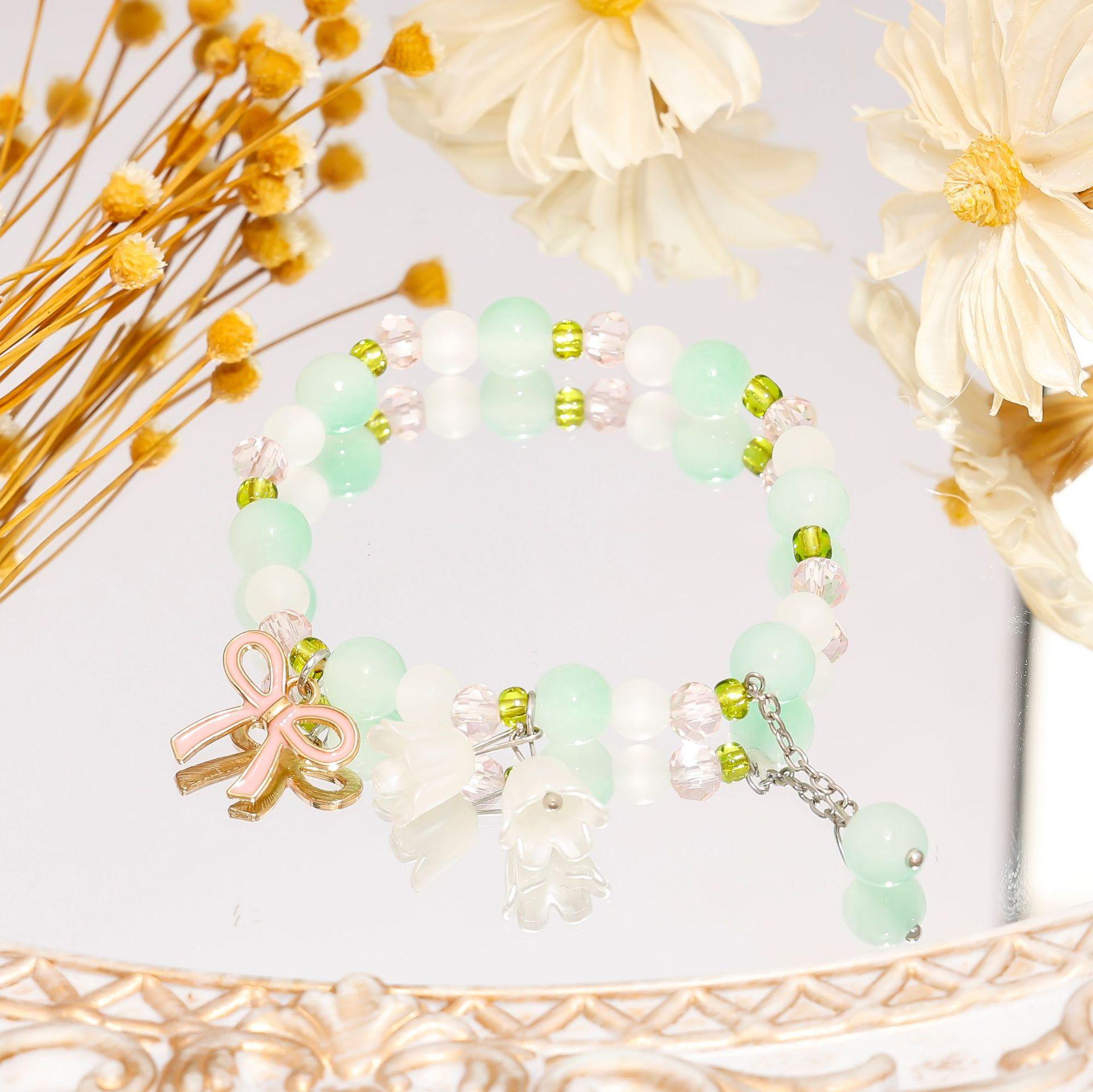 

Летний новый милый браслет с ландышами простой маленький свежий студенческий браслет для девушки градиентный модная бижутерия