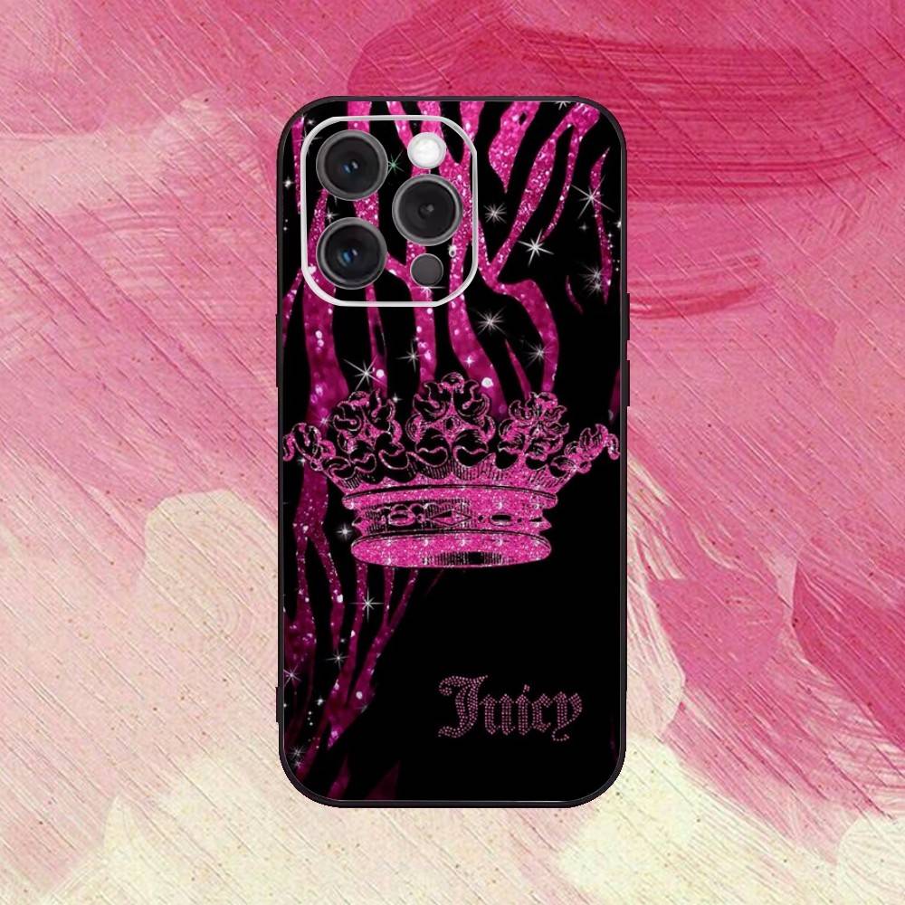 Juicy-12 C-Couture Phone Case  For iPhone17,16,15,14,13,12,11 Plus,Pro Max Soft Black Cover