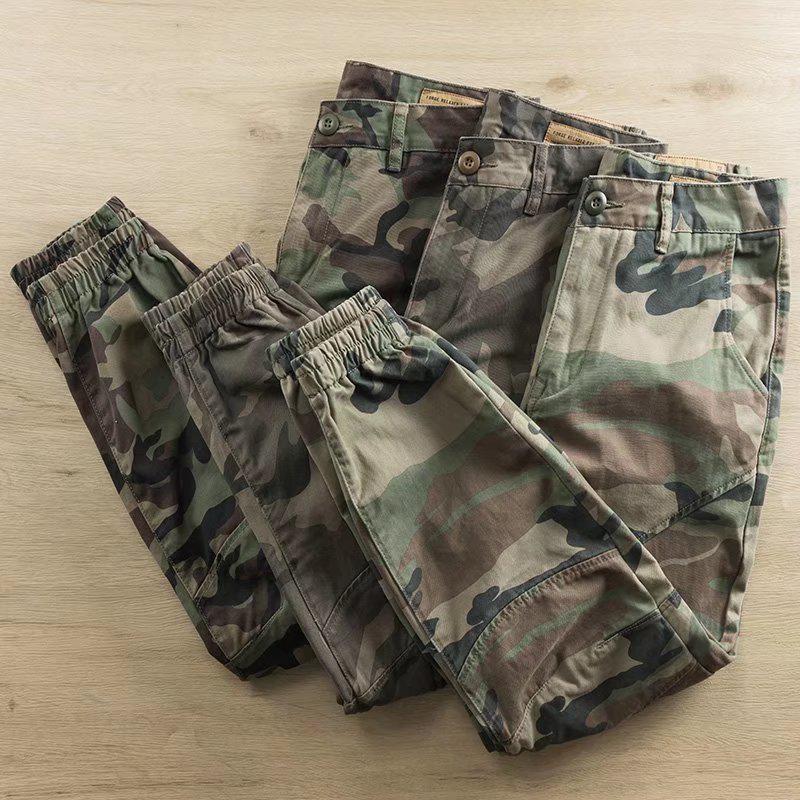 Men's Retro Camouflage Cargo Joggers - Loose Military Casual Pants for Streetwear and Workwear