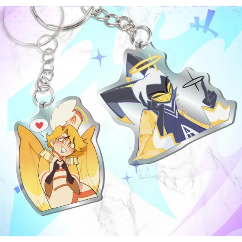 Acrylic Key Buckle for Alastor Lucifer Charlie Vox Adam The Exorcist Anime Cartoons Acrylic Key Chain Student Backpack Pendant