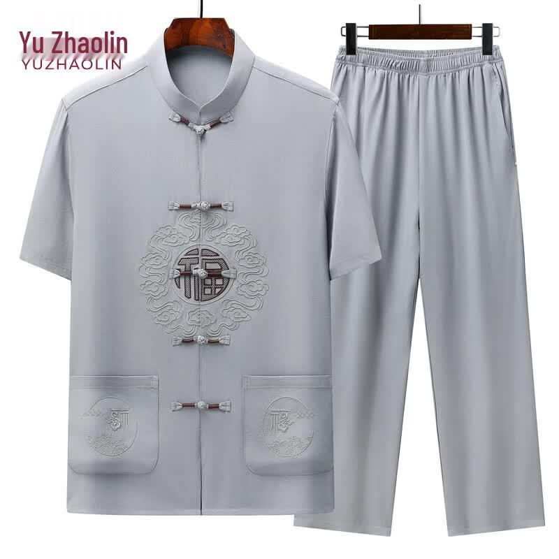 YUZHAOLIN Men s Summer Short-Sleeve Tang Suit Set 43/190