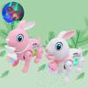 Light Up Miniature Rabbit Lovely Crawling Toy Classical Rabbit Figure for Christmas and New Year Musical Toy