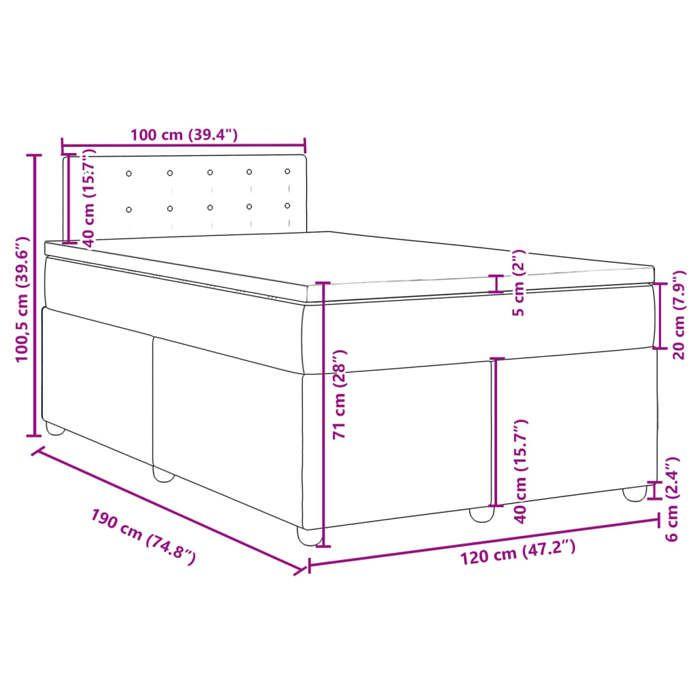 VidaXL Sommier à lattes de lit avec matelas noir 120x190 cm tissu 3288935