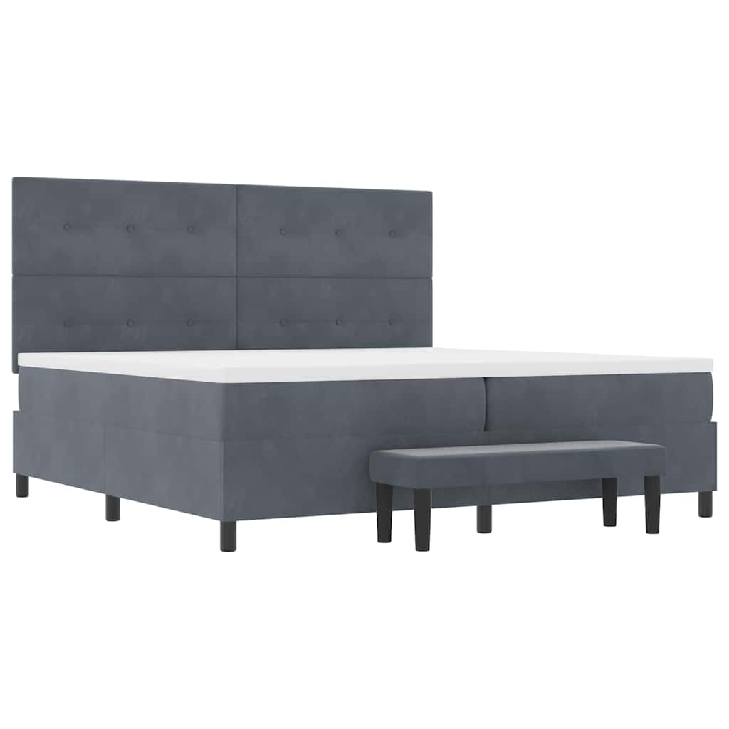 Box Spring Bed with Mattress Dark Gray 200 x 200 cm Velvet