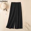 VONDA Women Zip-up Waist Casual Loose Long Palazzo Pants Suit Trousers