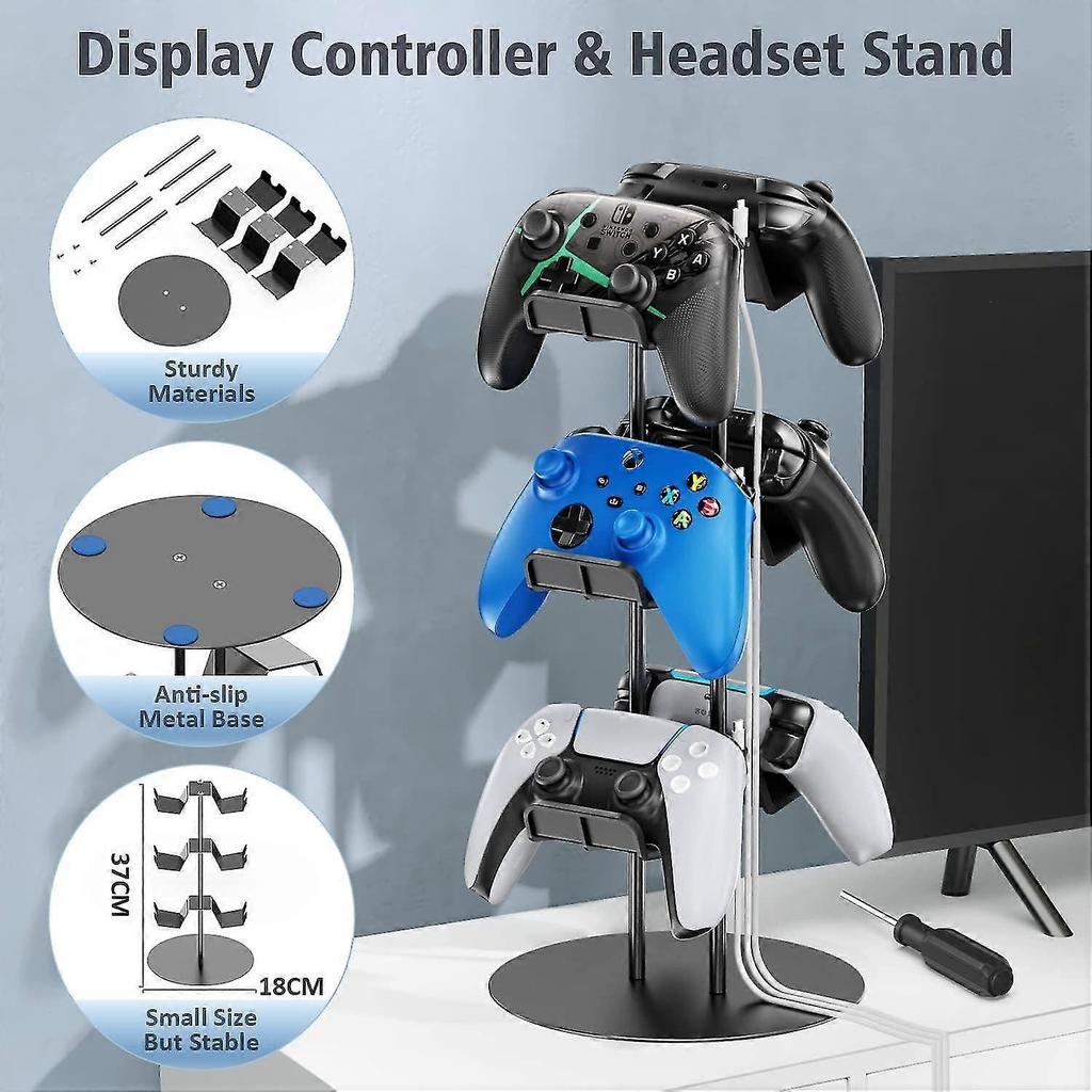 Controller Stand,3 Tier Controller Headphone Holder for Universal Headsets and Controllers Xbox PS5 PS4 Switch