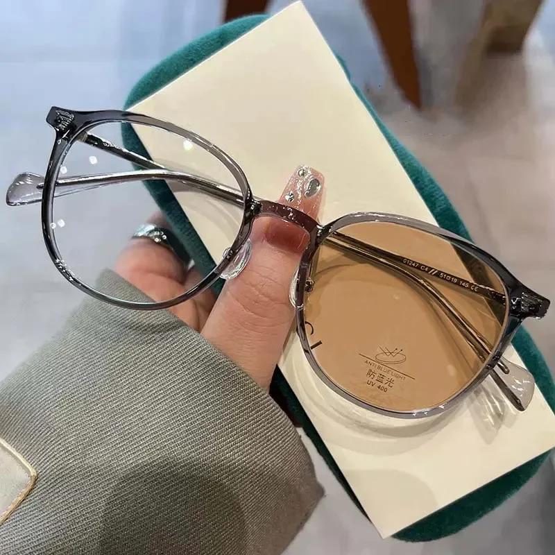 Intelligent Pochromic Myopia Glasses Fashion Blue Light Blocking Minus Eyeglasses Prescription Computer Eyewear Diopters
