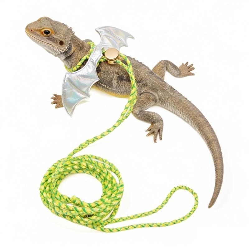 Soft Leather Wing-Style Harness With Leash Pet Lizards Outdoor Walking Safety Gear