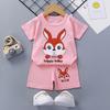Baby Cartoon T Shirt Shorts Set With Cotton Fabric For Kids Ages 3 To 8
