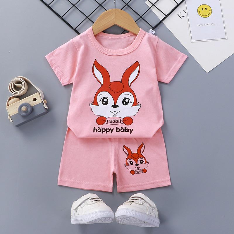 Baby Cartoon T Shirt Shorts Set With Cotton Fabric For Kids Ages 3 To 8