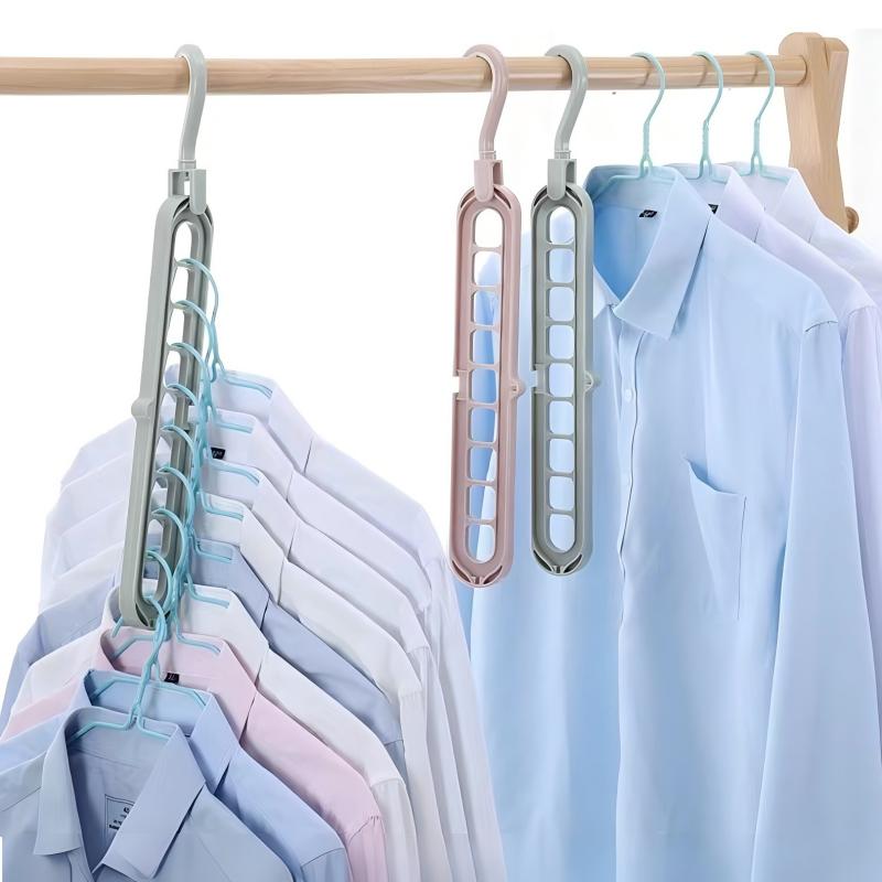 3pcs 9-hole Space Saving Hanger 360 Rotating Magic Hanger Multi-function Folding Magic Hanger Wardrobe Drying Clothes Clothes