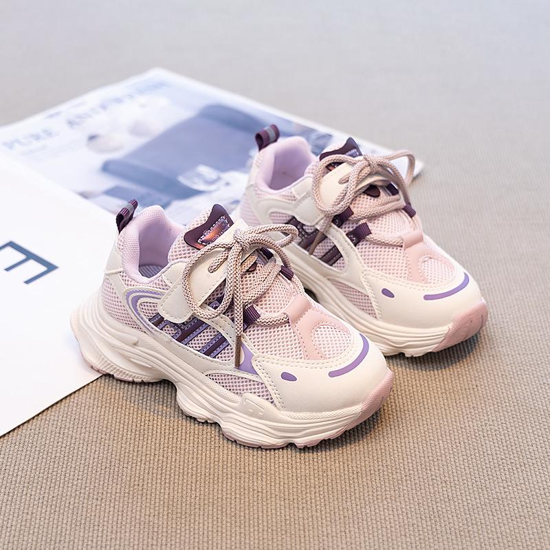 

Девочки сетчатые кроссовки Весна и Осень 2025 новые мальчики дышащая повседневная обувь средних и старших детей сетчатая обувь детские папины кроссовки 26-31 yards, 6 pairs in one hand фиолетовый