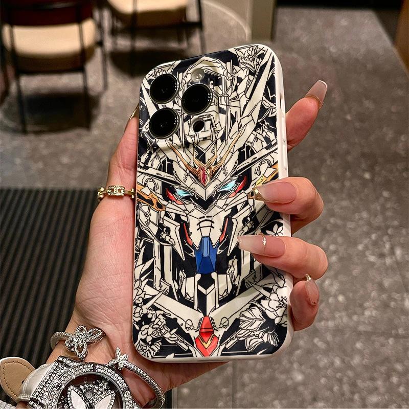 Anime Mecha Gundam Warrior for Apple 17Pro mobile phone case IP16/15/14/13 matte pleats 12