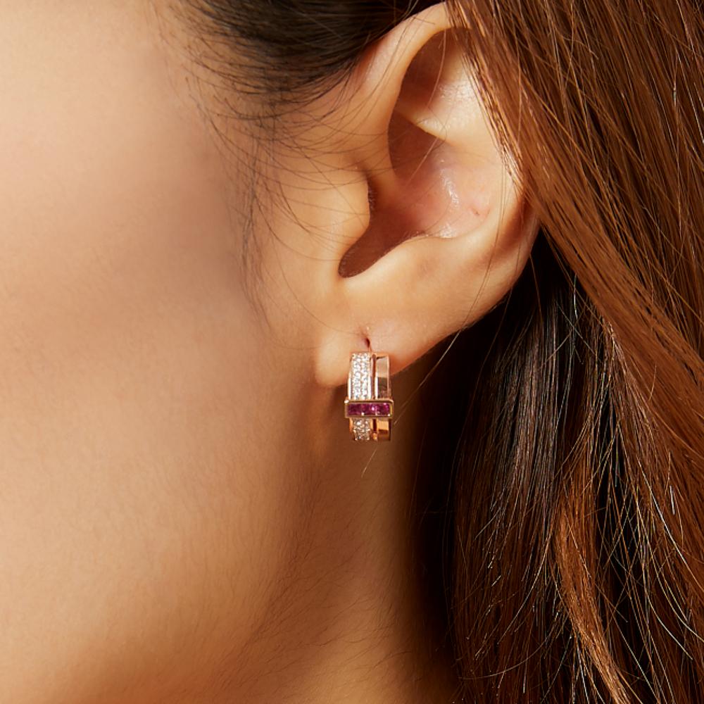 Monograph Monica Earrings Mger034S 14K Gold Plated (Ruby Cubic)
