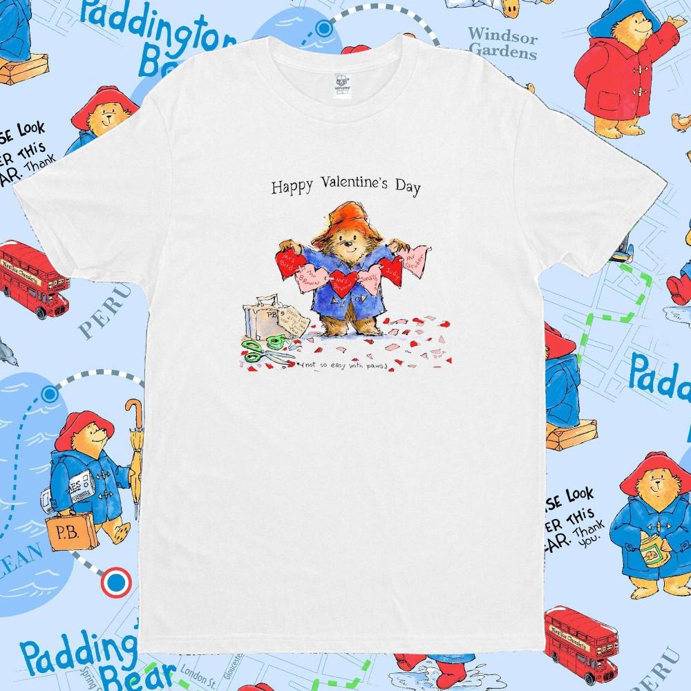 Paddington Bear in London Couple Tshirts Unisex Cotton Tee Summer Funny Cartoon Harajuku Print Loose Short Sleeve Unisex Women