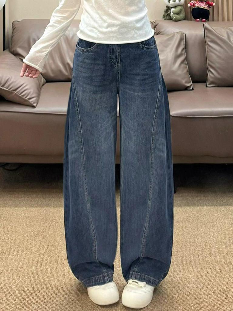 Spring 2026 American Retro High-Waisted Wide-Leg Jeans for Women - Slimming, Versatile & Loose Fit.
