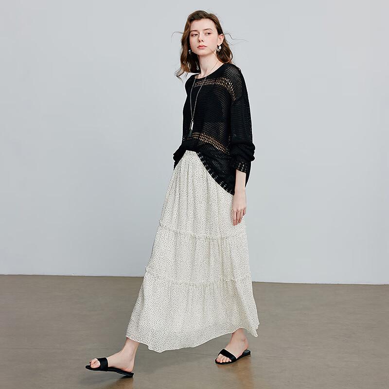 Women's French Polka Dot A-Line Midi Skirt