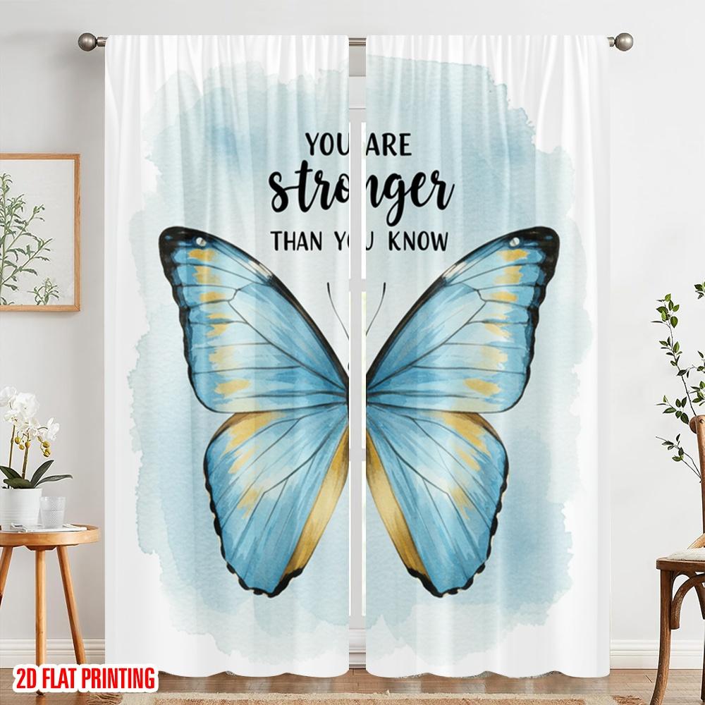 2pcs 2D flat printing Scene Curtains Butterfly Strength Polyester Without Electricity 0 Use for Classroom Office