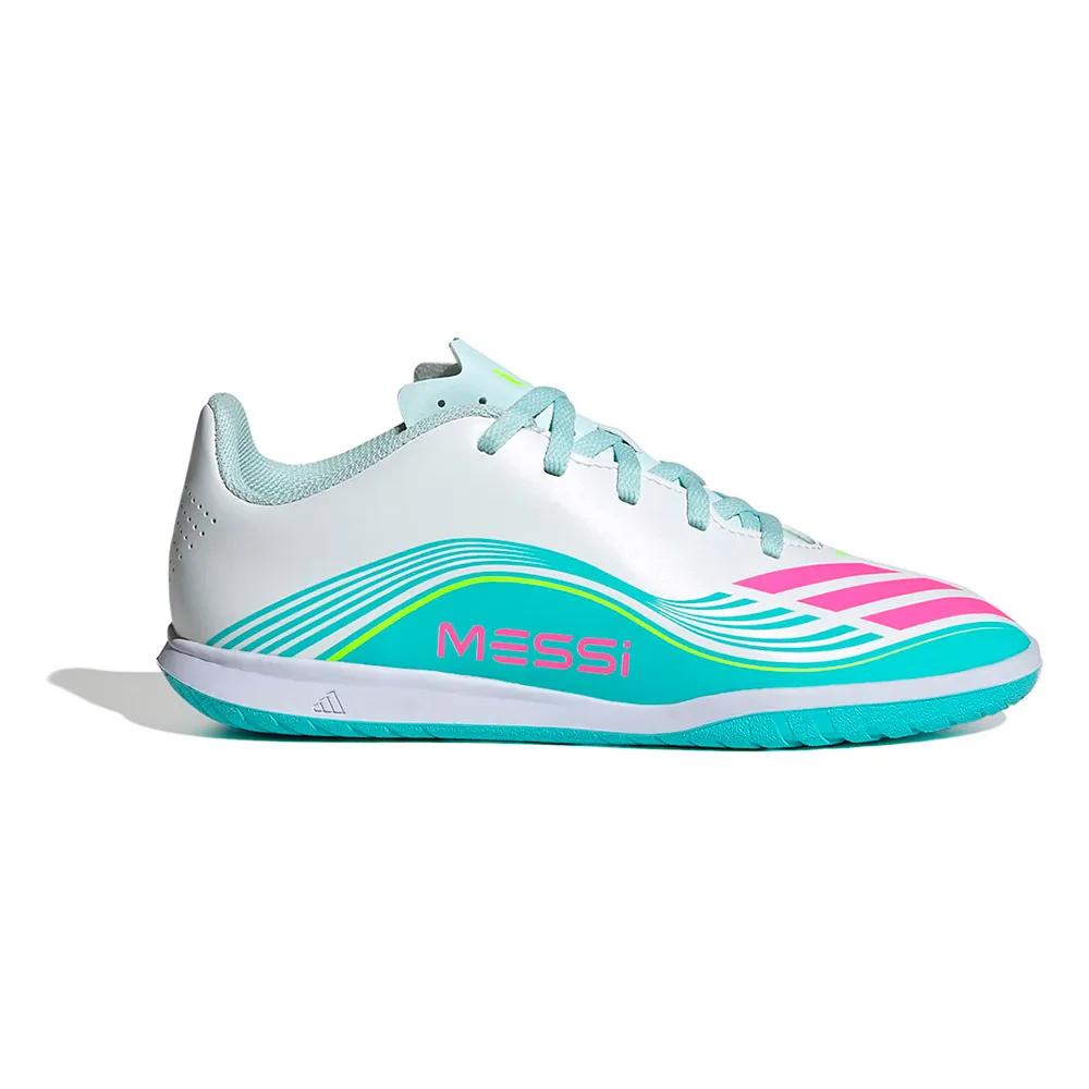 Adidas f50 messi club soccer shoes textile/synthetic white/pink/turquoise
