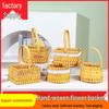 Chinese Floral Art: Handbag-Style Flower Basket with Fresh Blooms, Small Jacquard Design, Rattan Woven for Kids