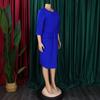 Women Elegant Office Commuting Half Sleeve High Waist Bodycon Large Size Midi Dress