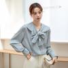 2026 Spring Women's French Chic Lace-Up Striped Long Sleeve Shirt
