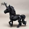 Detailed Skeleton Animal Figurine 3D Printed Horse Ornament, Fantasy Horns Bone Statue, Creative Dark Atmosphere Party Decor PLA Crafts for Halloween