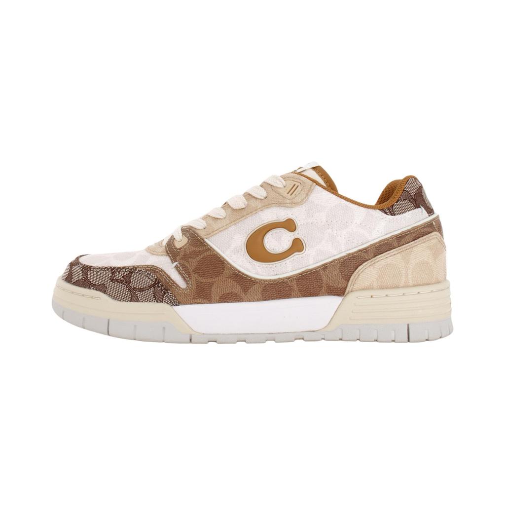 Coach Sneakers da uomo Soho in tessuto di tela e pelle sintetica con logo jacquard, punta tonda, allacciatura, modello basso, colore marrone CCN55-L38