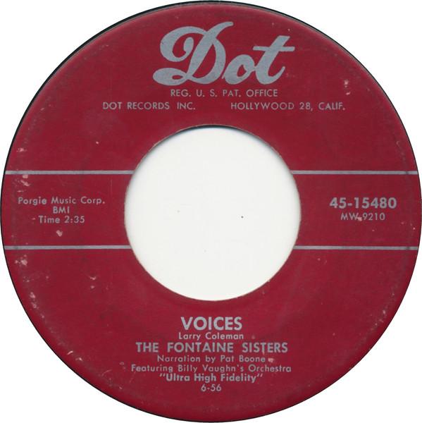 

7inch Record FONTANE SISTERS - Voices 4515480 Dot Records 1956 Canada Pop Used