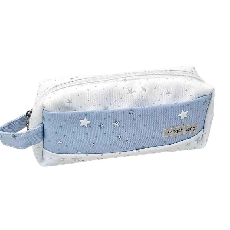 Handheld Polka Dot Stars Pencil Case Portable Large Capacity Stationery Bag for School Travel Pen Storage