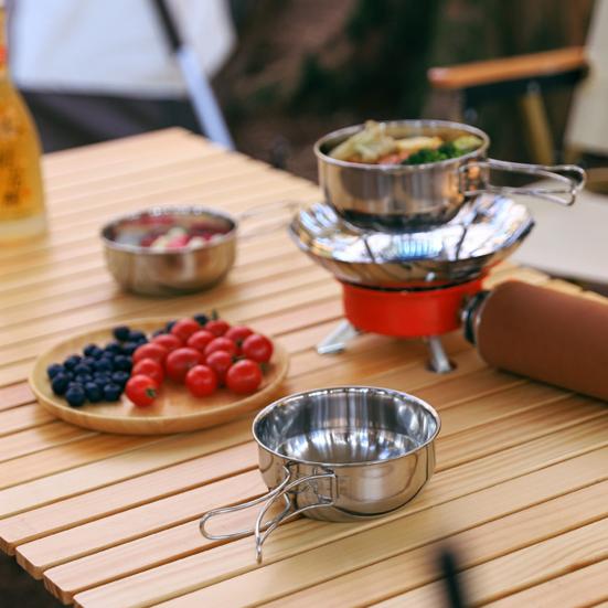 500/700ML Stainless Steel Folding Bowl Outdoor Camping Hiking Backpacking BBQ Picnic Travel Food Grade Collapsible Cooking Serving Bowl Dishware