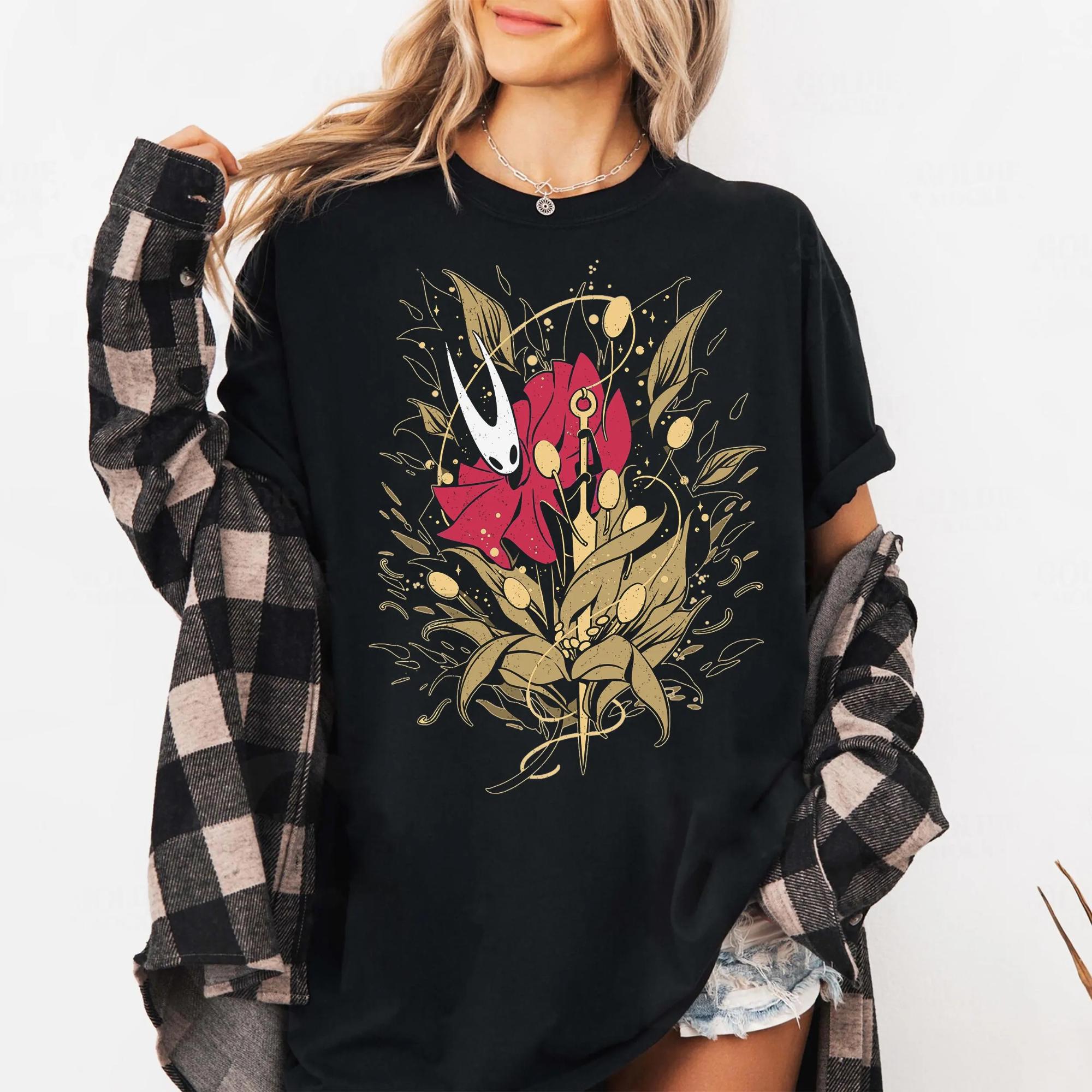 Hollow Knight Pattern Printed Tshirt for Womens SpringSummer Fashion Trend Pure Cotton Top Neutral Short Sleeve Tshirt S